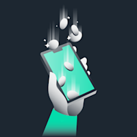 Illustration of a phone with money falling into it